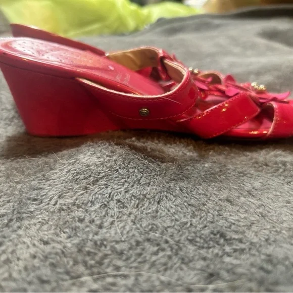 Rockport adiprene 7 hot pink floral, stray, sandals, wedge, heel, shiny leather - Picture 7 of 7